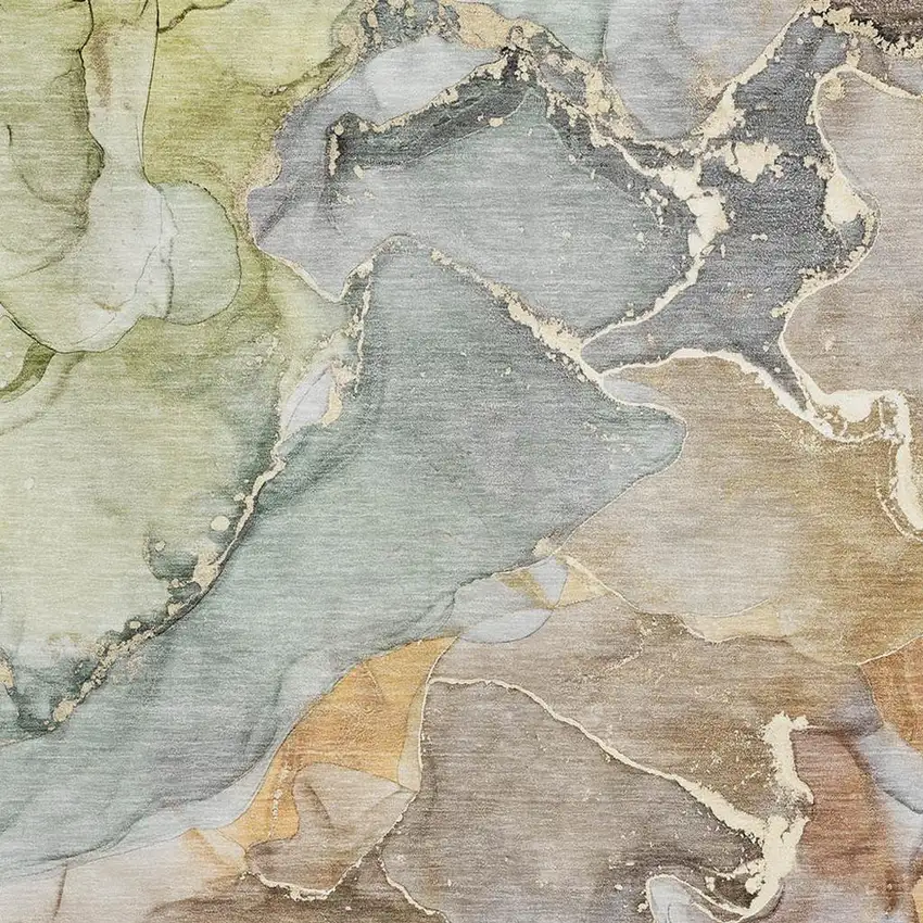 Beige And Taupe Abstract Washable Area Rug With UV Protection Photo 3