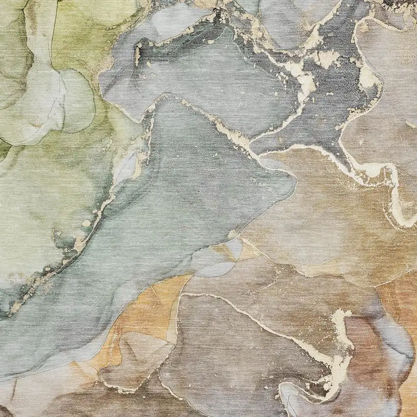 Beige And Taupe Abstract Washable Area Rug With UV Protection Photo 9