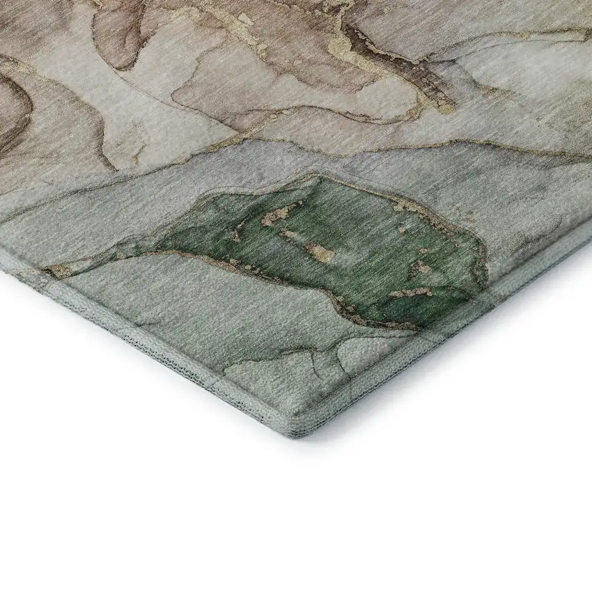 Beige And Taupe Abstract Washable Area Rug With UV Protection Photo 8