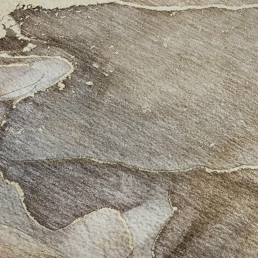 Beige And Taupe Abstract Washable Area Rug With UV Protection Photo 9