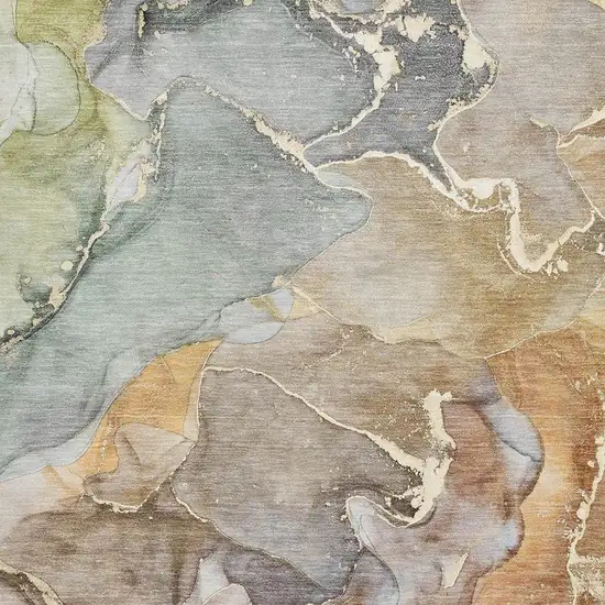 Beige And Taupe Abstract Washable Area Rug With UV Protection Photo 8