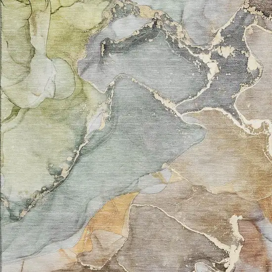 Beige And Taupe Abstract Washable Area Rug With UV Protection Photo 7