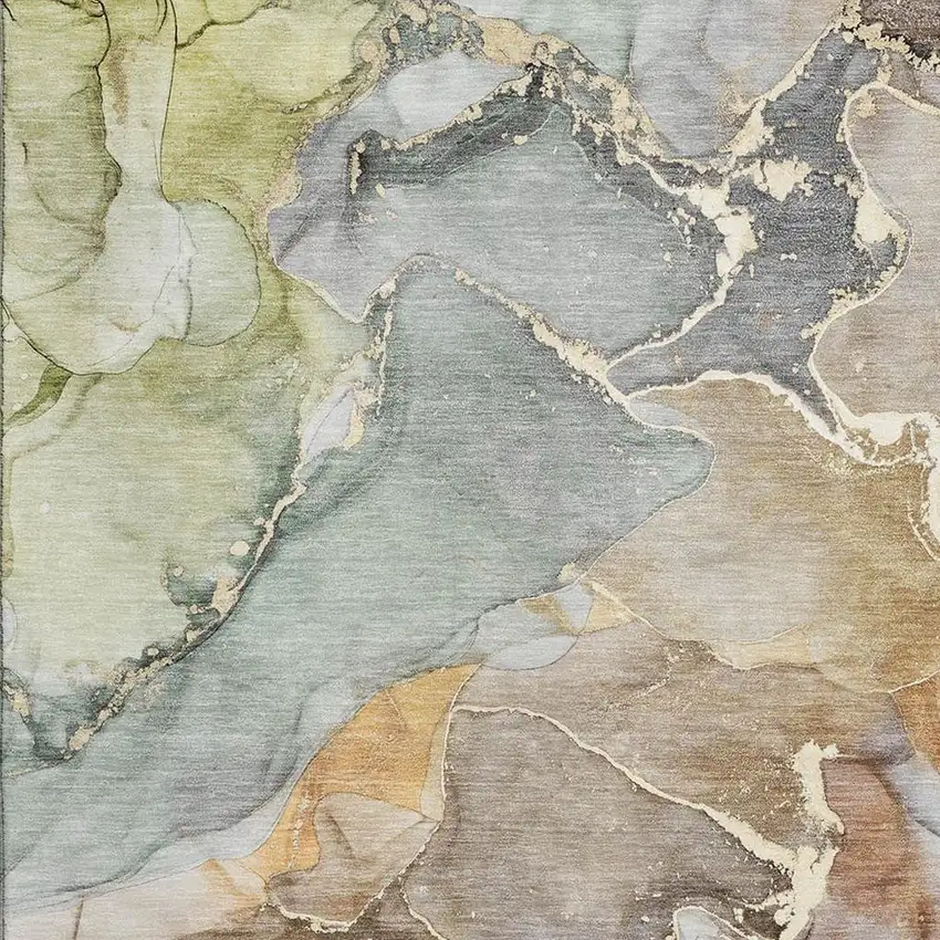 Beige And Taupe Abstract Washable Area Rug With UV Protection Photo 7