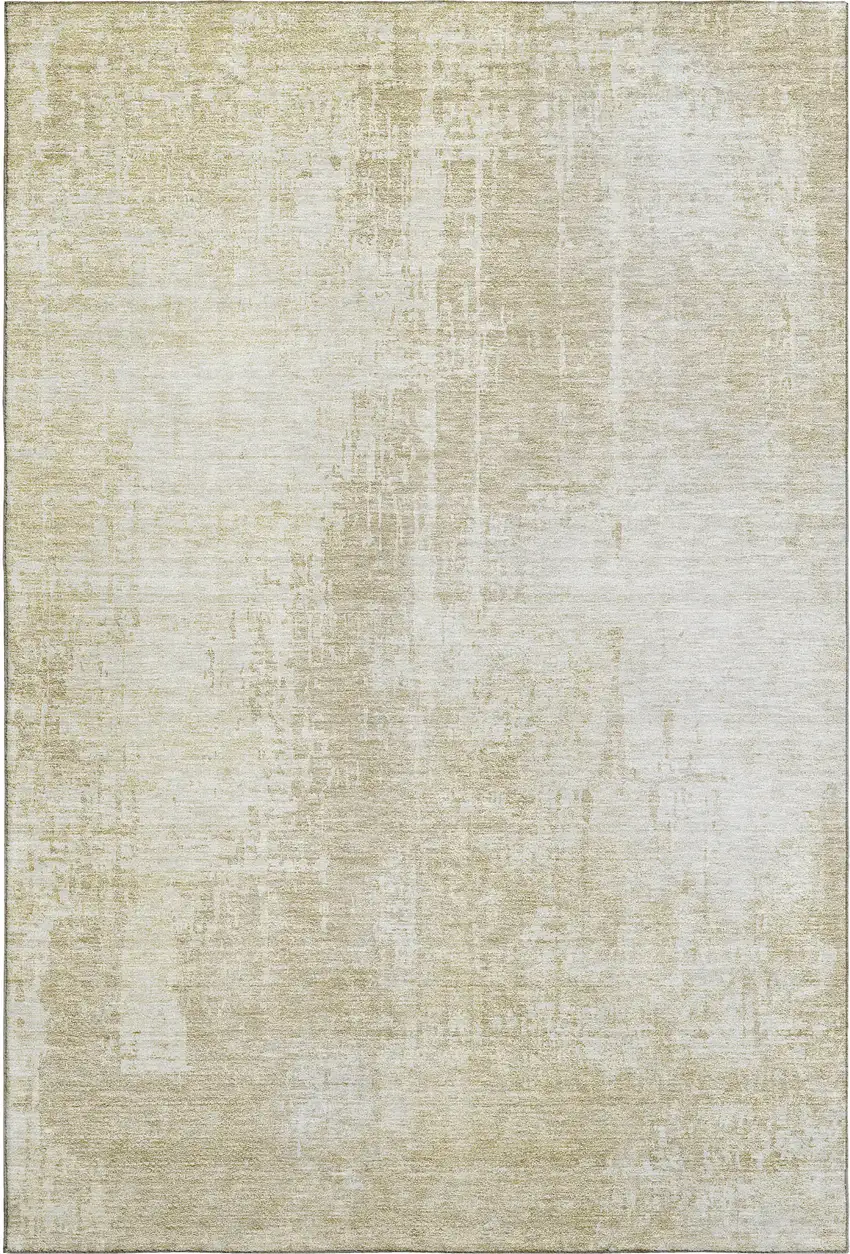 Beige And Taupe Abstract Washable Area Rug With UV Protection Photo 3