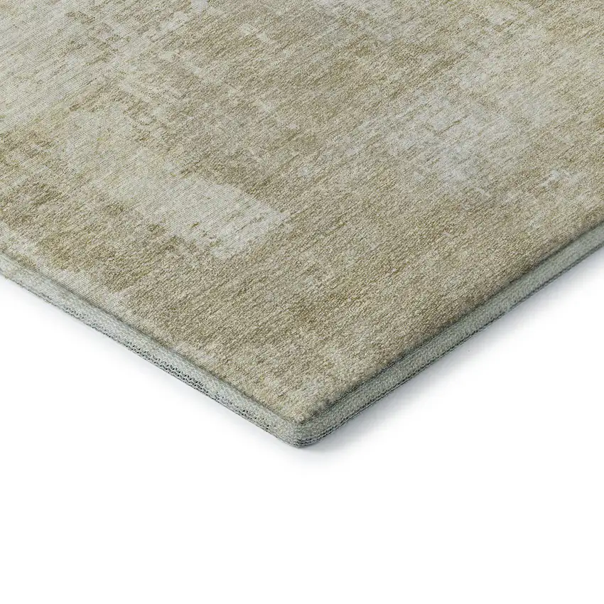 Beige And Taupe Abstract Washable Area Rug With UV Protection Photo 5