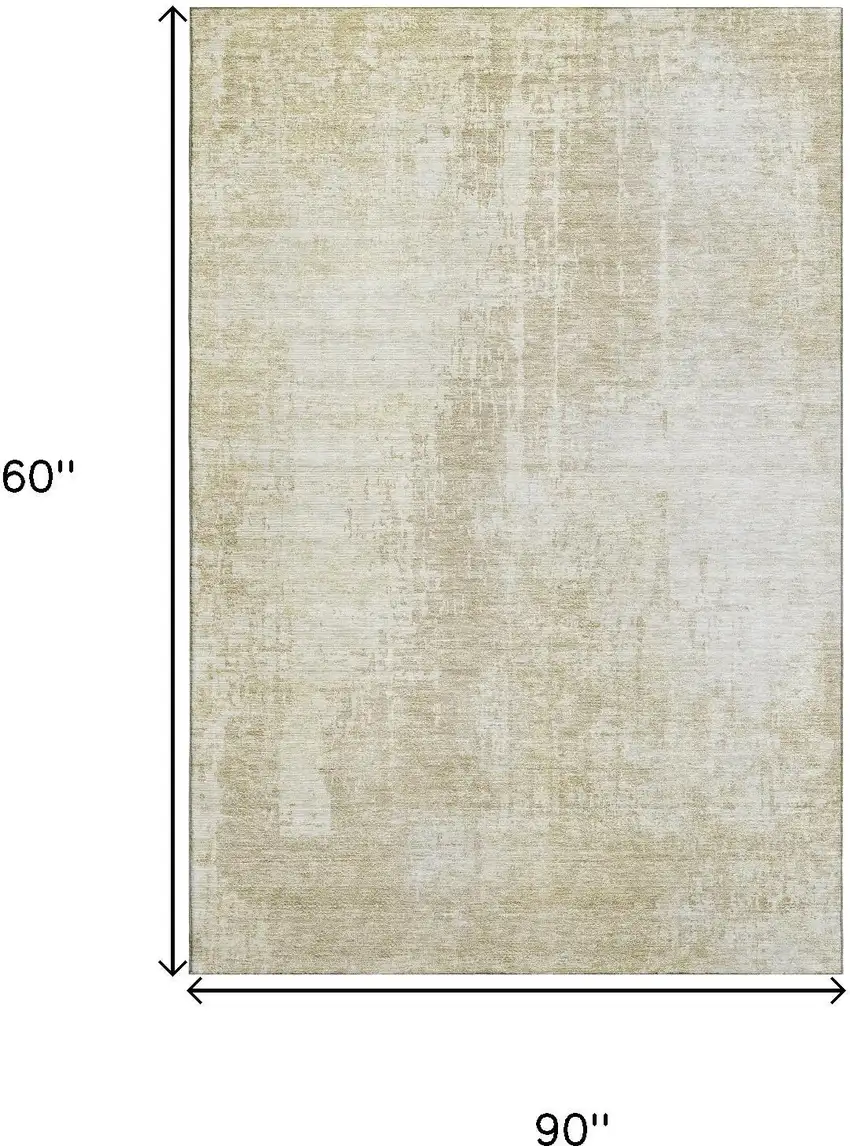 Beige And Taupe Abstract Washable Area Rug With UV Protection Photo 3
