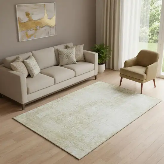 Beige And Taupe Abstract Washable Area Rug With UV Protection Photo 1