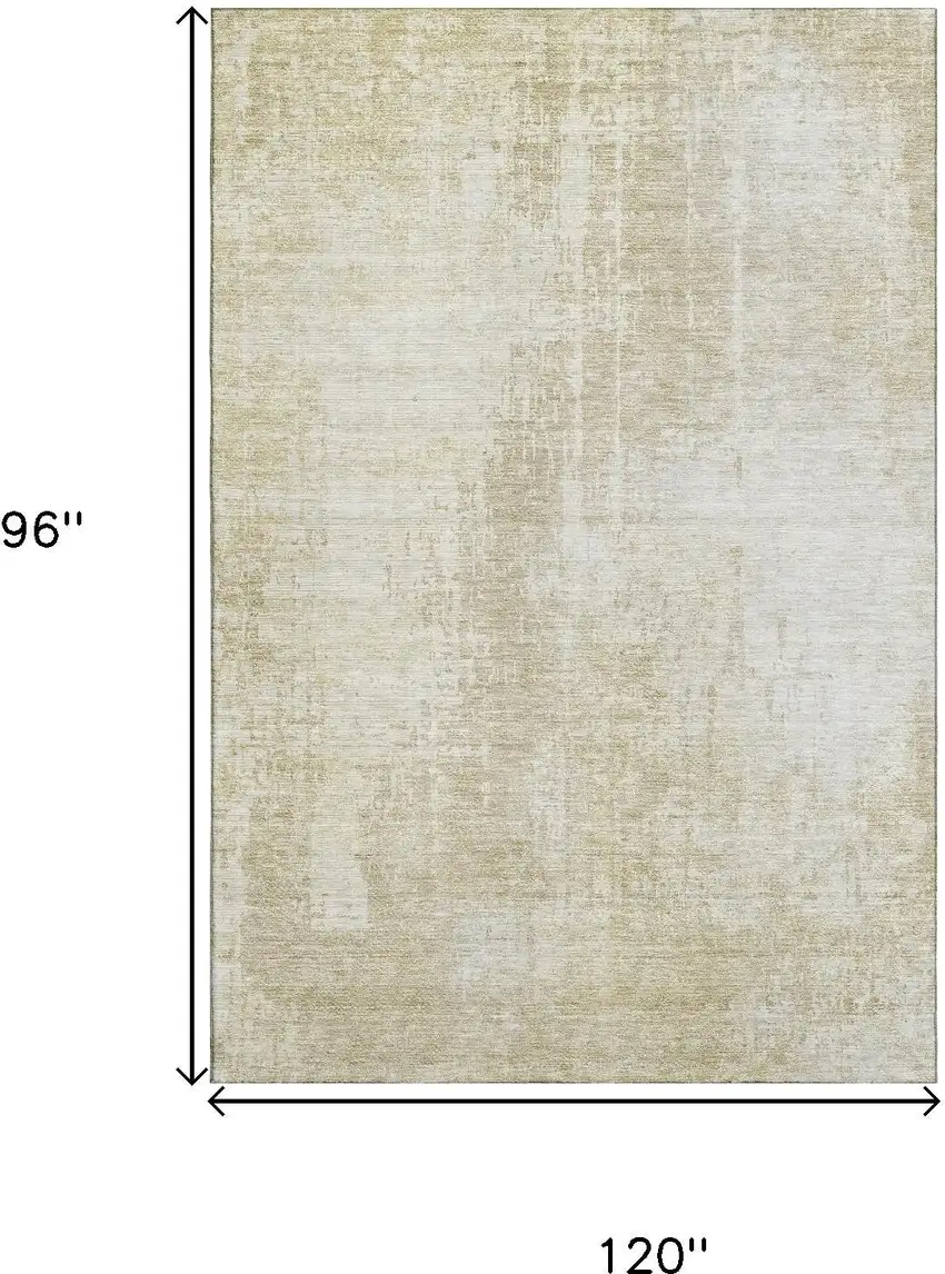 Beige And Taupe Abstract Washable Area Rug With UV Protection Photo 3