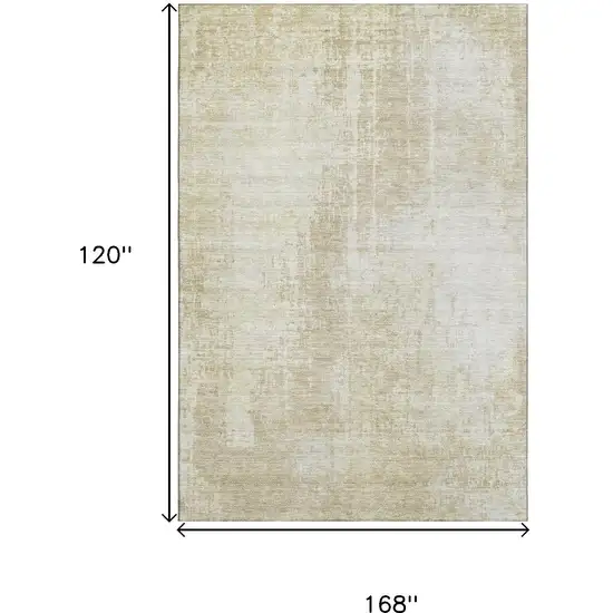 Beige And Taupe Abstract Washable Area Rug With UV Protection Photo 3