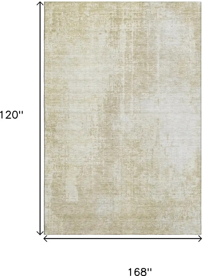 Beige And Taupe Abstract Washable Area Rug With UV Protection Photo 3