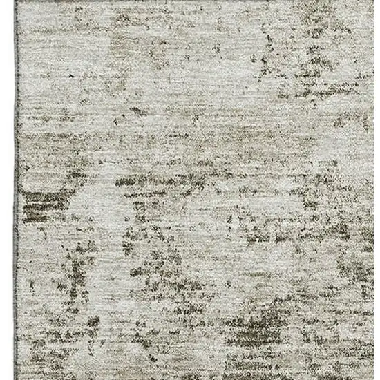 Beige And Taupe Abstract Washable Area Rug With UV Protection Photo 2