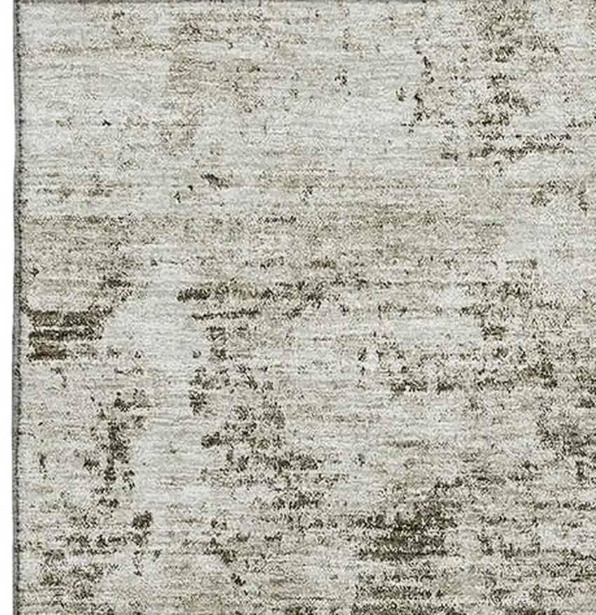 Beige And Taupe Abstract Washable Area Rug With UV Protection Photo 2