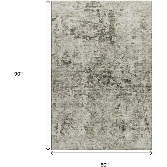 Beige And Taupe Abstract Washable Area Rug With UV Protection Photo 8