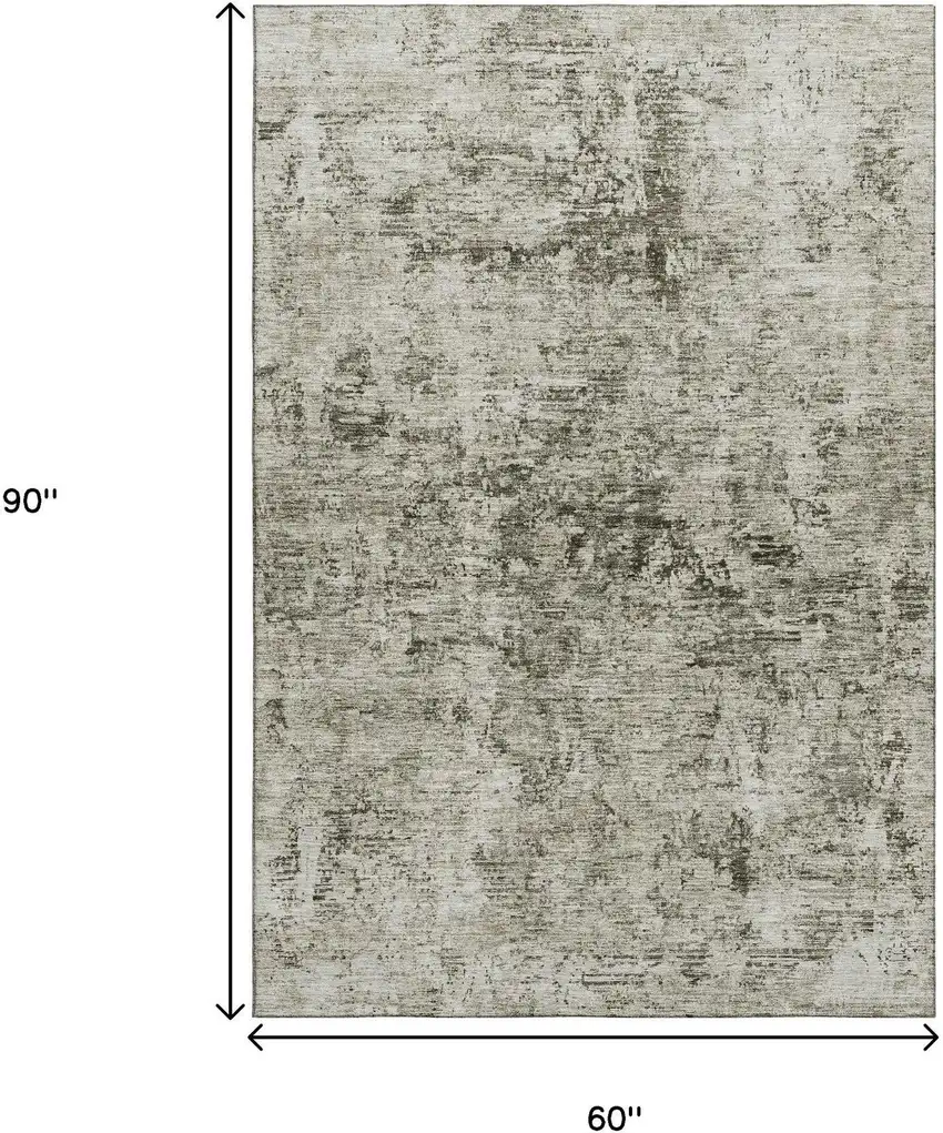 Beige And Taupe Abstract Washable Area Rug With UV Protection Photo 8