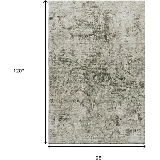 Beige And Taupe Abstract Washable Area Rug With UV Protection Photo 8