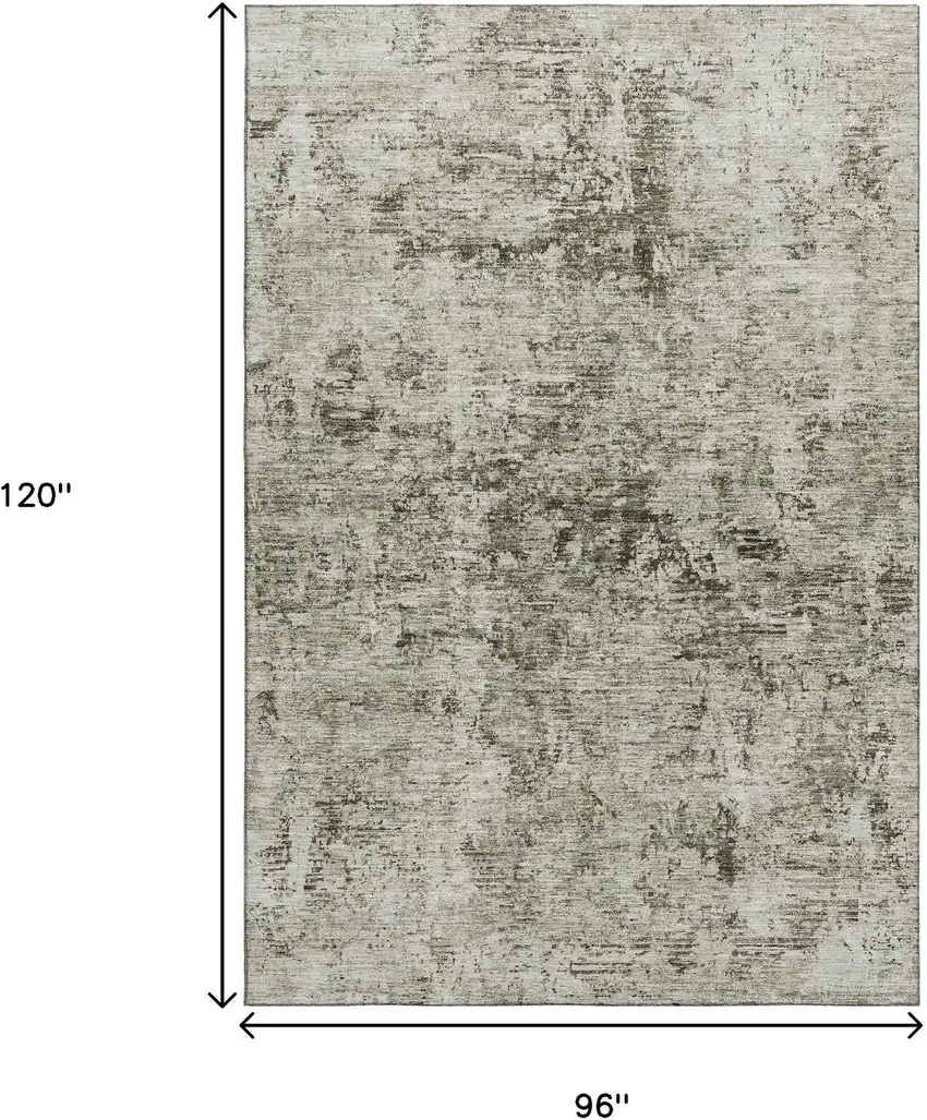 Beige And Taupe Abstract Washable Area Rug With UV Protection Photo 8