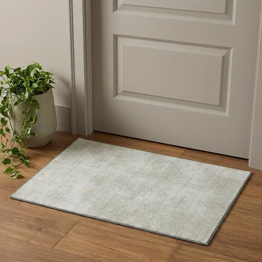 Beige And Taupe Abstract Washable Area Rug With UV Protection Photo 1