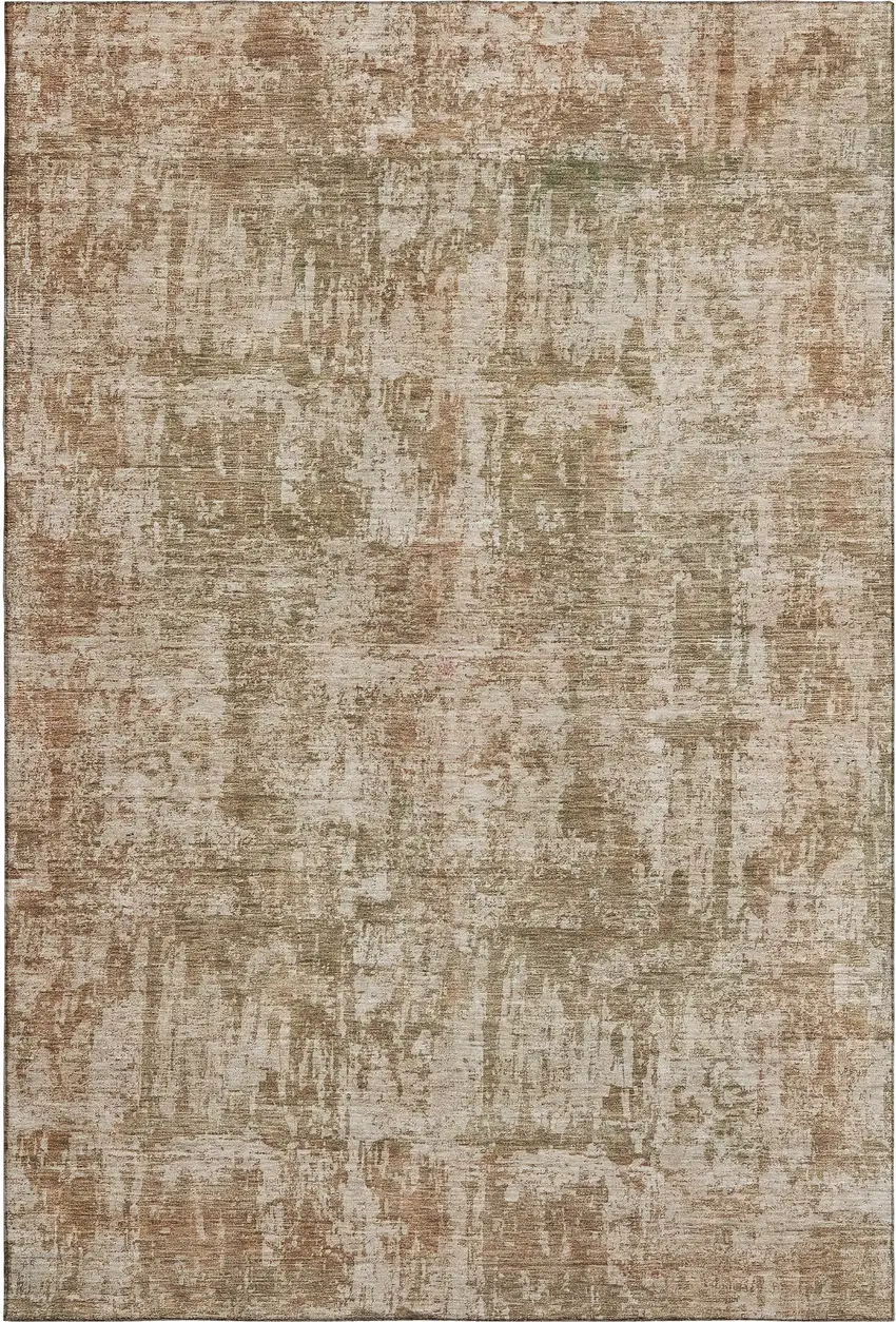 Beige And Taupe Abstract Washable Area Rug With UV Protection Photo 3