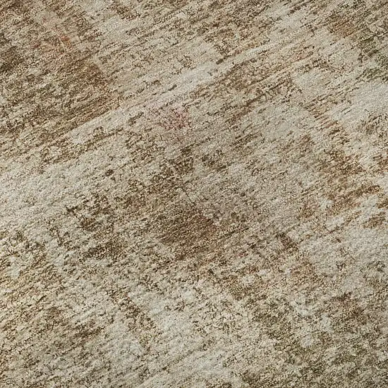 Beige And Taupe Abstract Washable Area Rug With UV Protection Photo 7