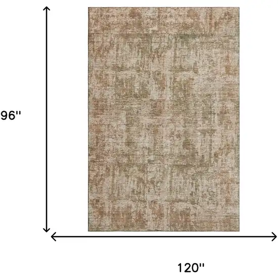 Beige And Taupe Abstract Washable Area Rug With UV Protection Photo 6
