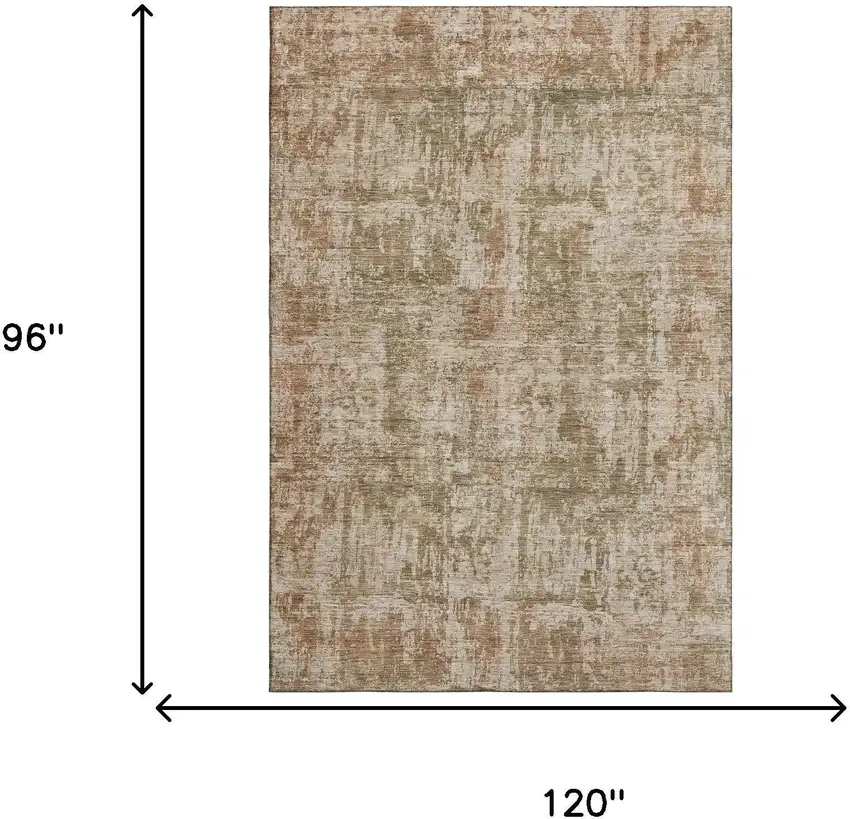 Beige And Taupe Abstract Washable Area Rug With UV Protection Photo 6