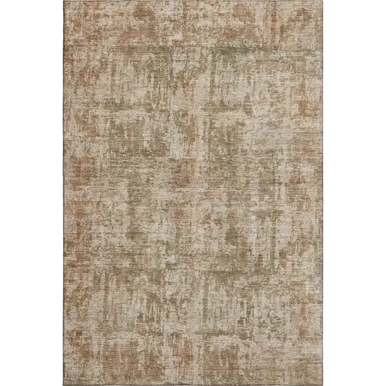 Beige And Taupe Abstract Washable Area Rug With UV Protection Photo 3