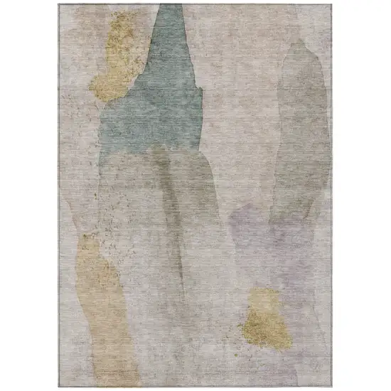 Beige And Taupe Abstract Washable Indoor Outdoor Area Rug Photo 8