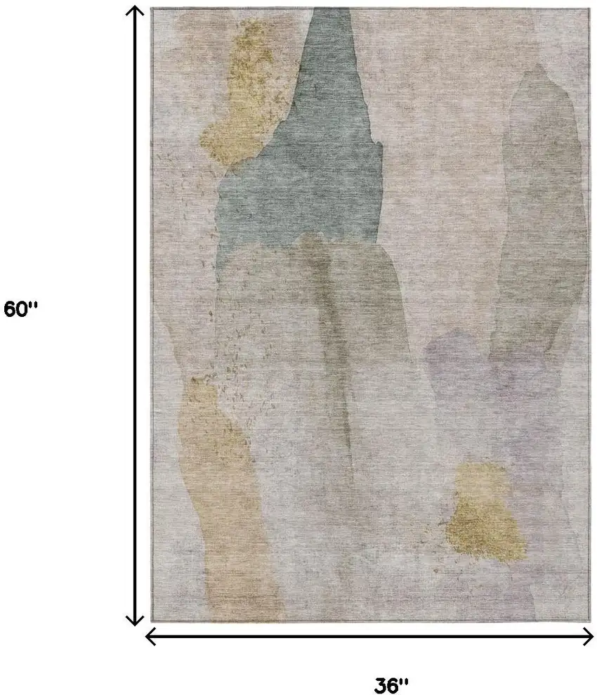 Beige And Taupe Abstract Washable Indoor Outdoor Area Rug Photo 8