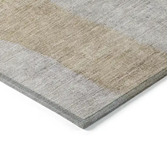 Beige And Taupe Abstract Washable Indoor Outdoor Area Rug Photo 6