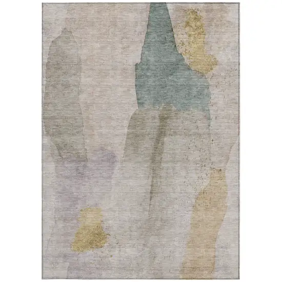 Beige And Taupe Abstract Washable Indoor Outdoor Area Rug Photo 9