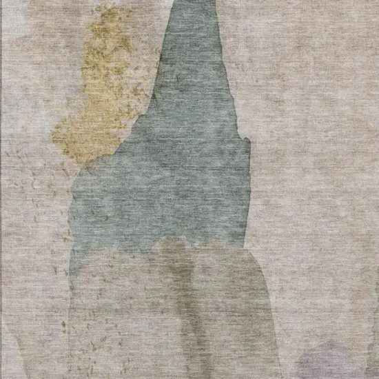 Beige And Taupe Abstract Washable Indoor Outdoor Area Rug Photo 6