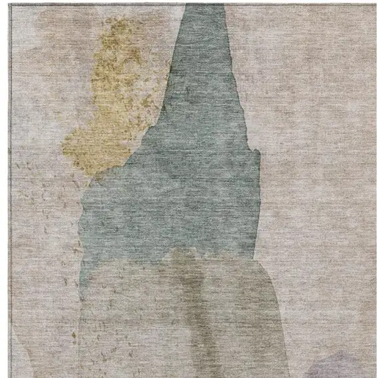 Beige And Taupe Abstract Washable Indoor Outdoor Area Rug Photo 6