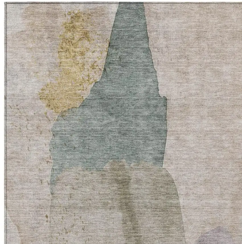 Beige And Taupe Abstract Washable Indoor Outdoor Area Rug Photo 6