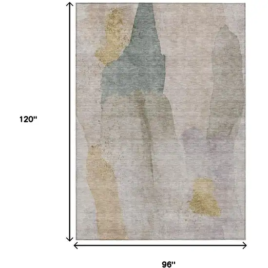 Beige And Taupe Abstract Washable Indoor Outdoor Area Rug Photo 8