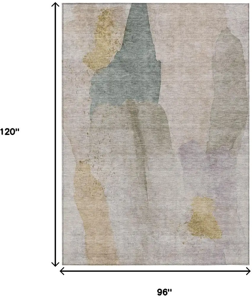 Beige And Taupe Abstract Washable Indoor Outdoor Area Rug Photo 8