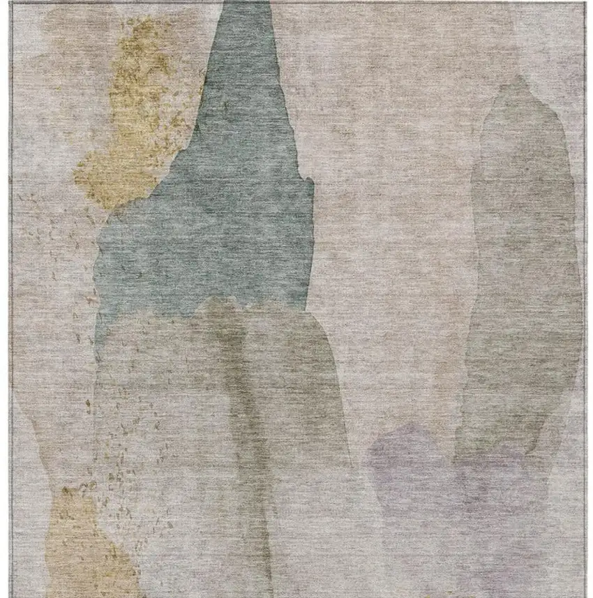 Beige And Taupe Abstract Washable Indoor Outdoor Area Rug Photo 1