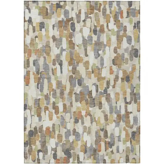Beige And Taupe Abstract Washable Indoor Outdoor Area Rug Photo 1