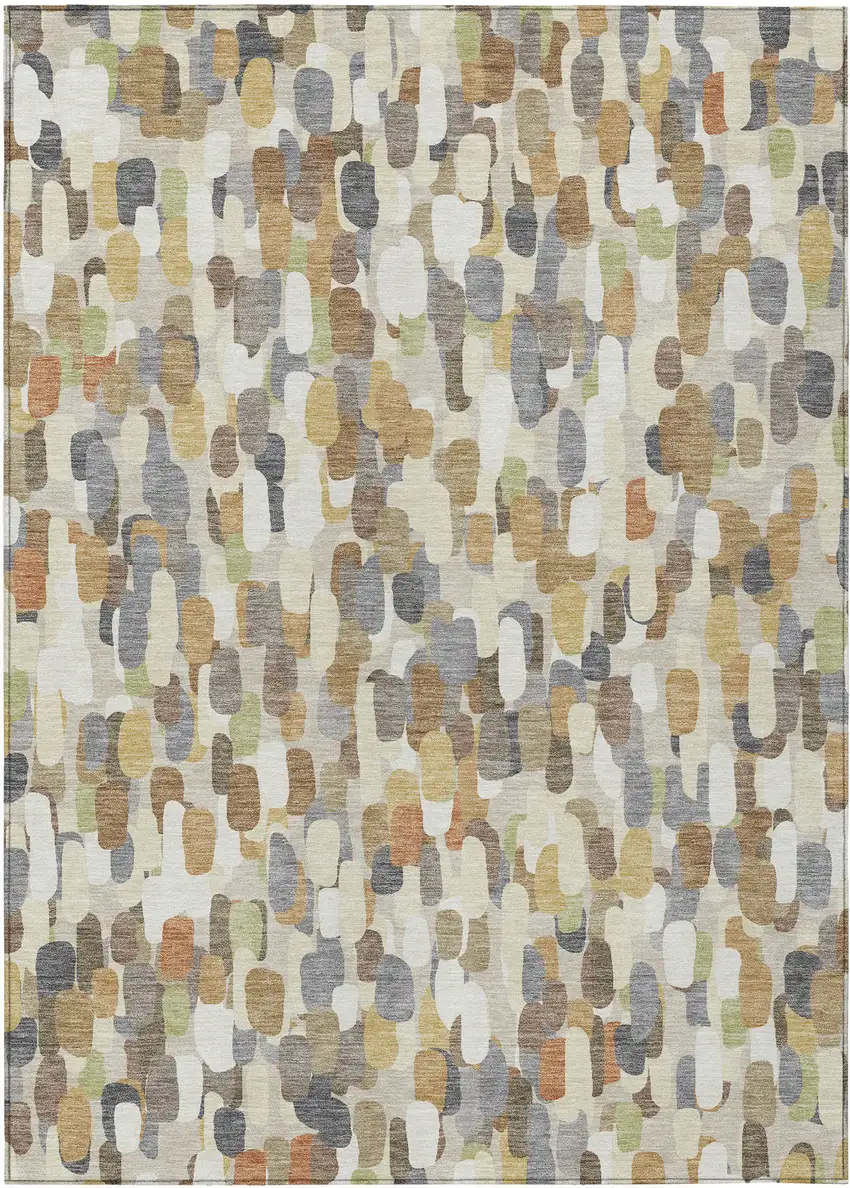 Beige And Taupe Abstract Washable Indoor Outdoor Area Rug Photo 1