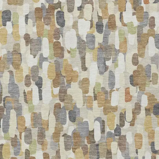 Beige And Taupe Abstract Washable Indoor Outdoor Area Rug Photo 2
