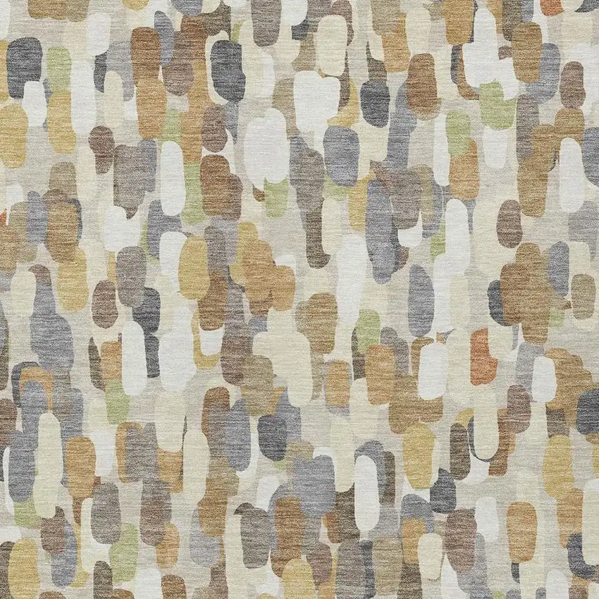 Beige And Taupe Abstract Washable Indoor Outdoor Area Rug Photo 2