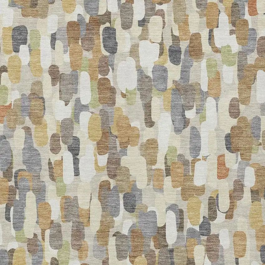 Beige And Taupe Abstract Washable Indoor Outdoor Area Rug Photo 2