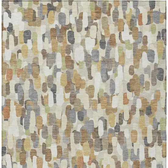 Beige And Taupe Abstract Washable Indoor Outdoor Area Rug Photo 3