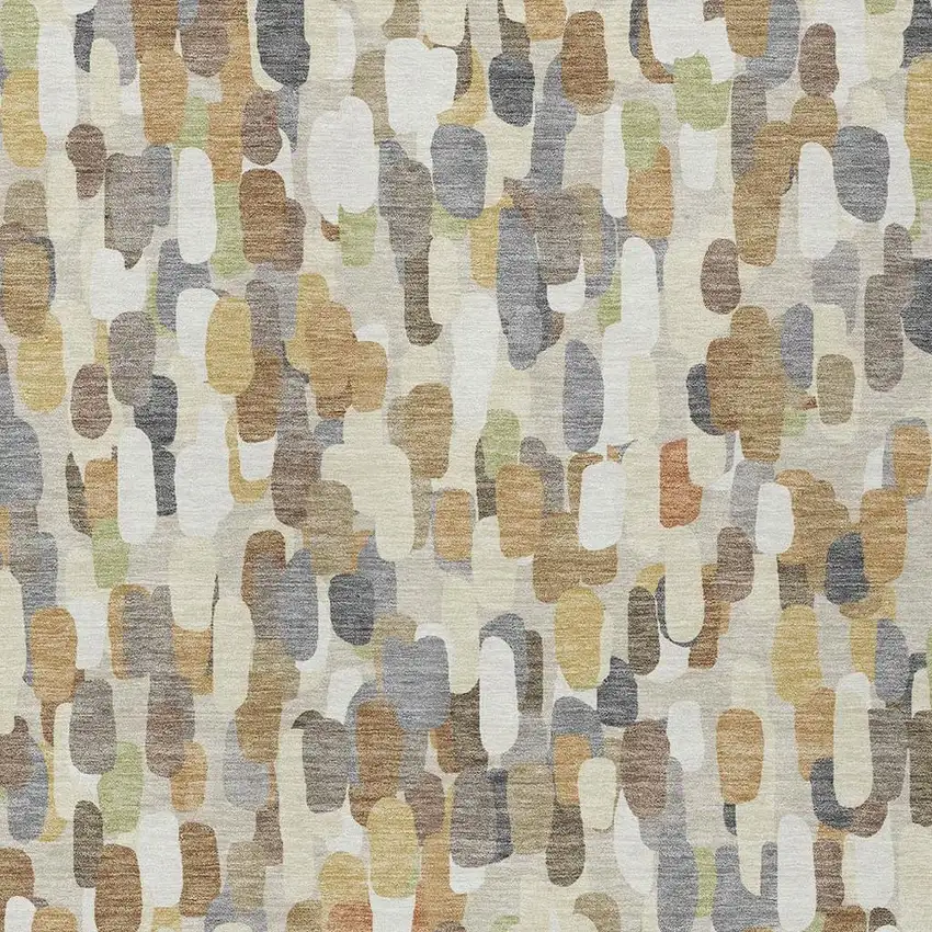 Beige And Taupe Abstract Washable Indoor Outdoor Area Rug Photo 2