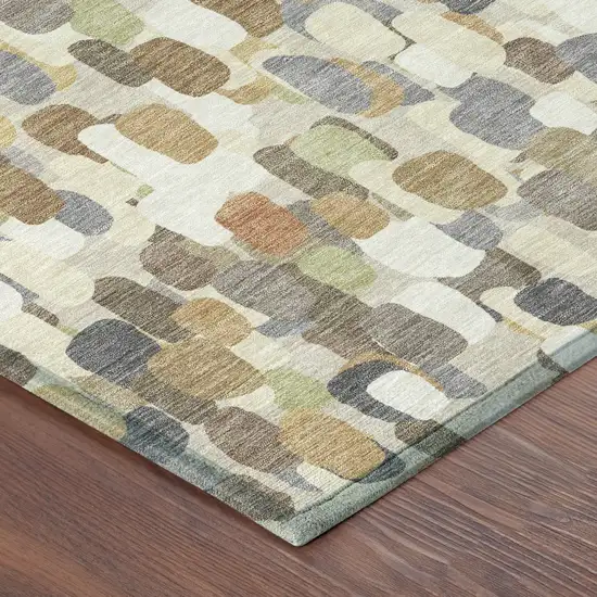 Beige And Taupe Abstract Washable Indoor Outdoor Area Rug Photo 8