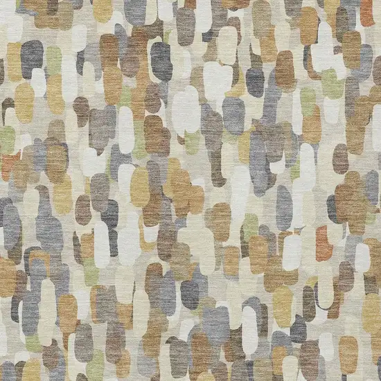 Beige And Taupe Abstract Washable Indoor Outdoor Area Rug Photo 2