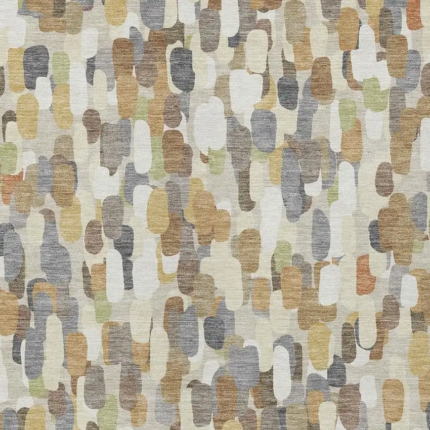 Beige And Taupe Abstract Washable Indoor Outdoor Area Rug Photo 2