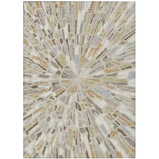 Beige And Taupe Abstract Washable Indoor Outdoor Area Rug Photo 2
