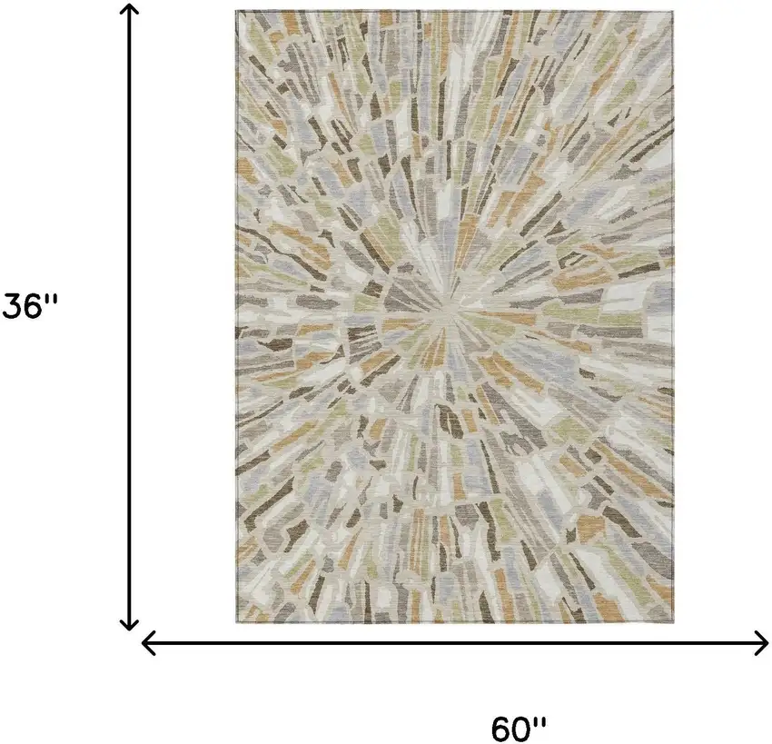 Beige And Taupe Abstract Washable Indoor Outdoor Area Rug Photo 7