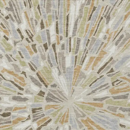 Beige And Taupe Abstract Washable Indoor Outdoor Area Rug Photo 3