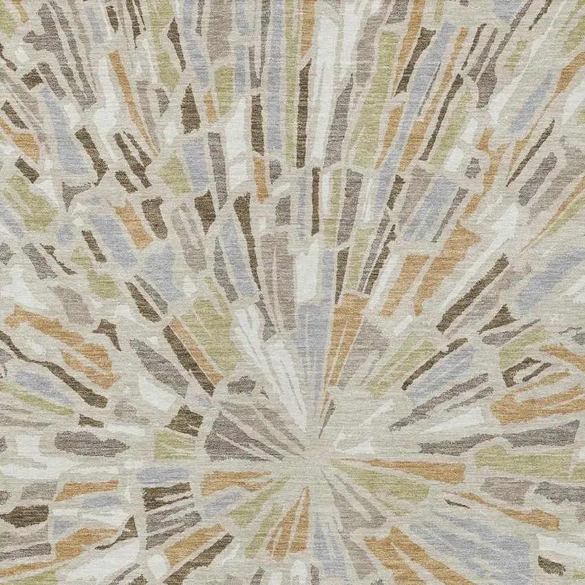 Beige And Taupe Abstract Washable Indoor Outdoor Area Rug Photo 3